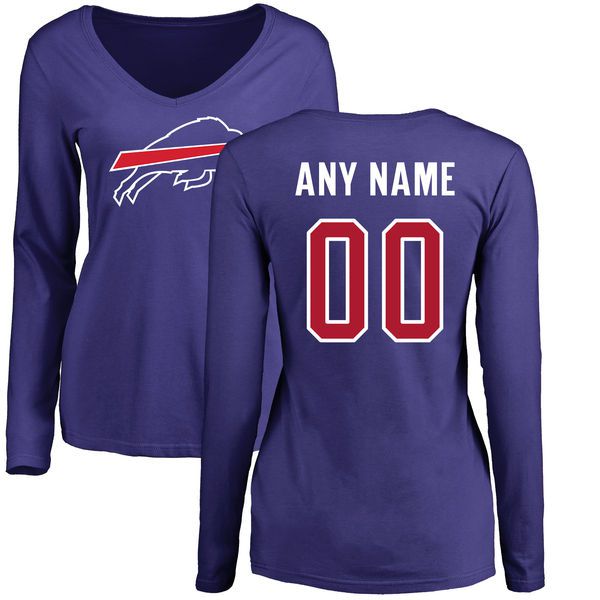 Women Buffalo Bills NFL Pro Line by Fanatics Branded Royal Custom Name and Number Long Sleeve T-Shirt->nfl t-shirts->Sports Accessory